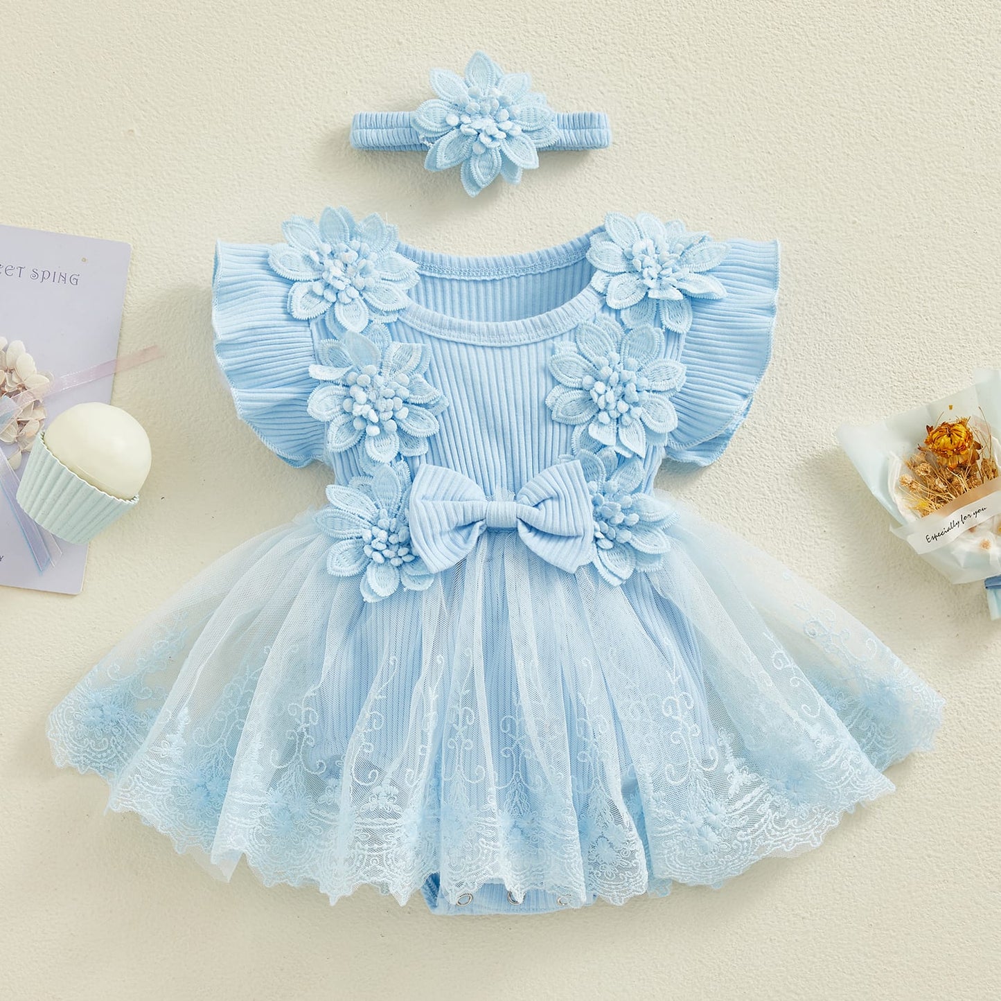 Vestibody celeste con flores💙1601