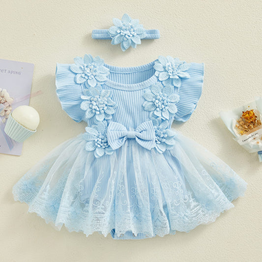 Vestibody celeste con flores💙1601