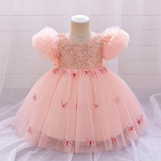 Vestido rosa mariposas manga princesa🦋🌸2020