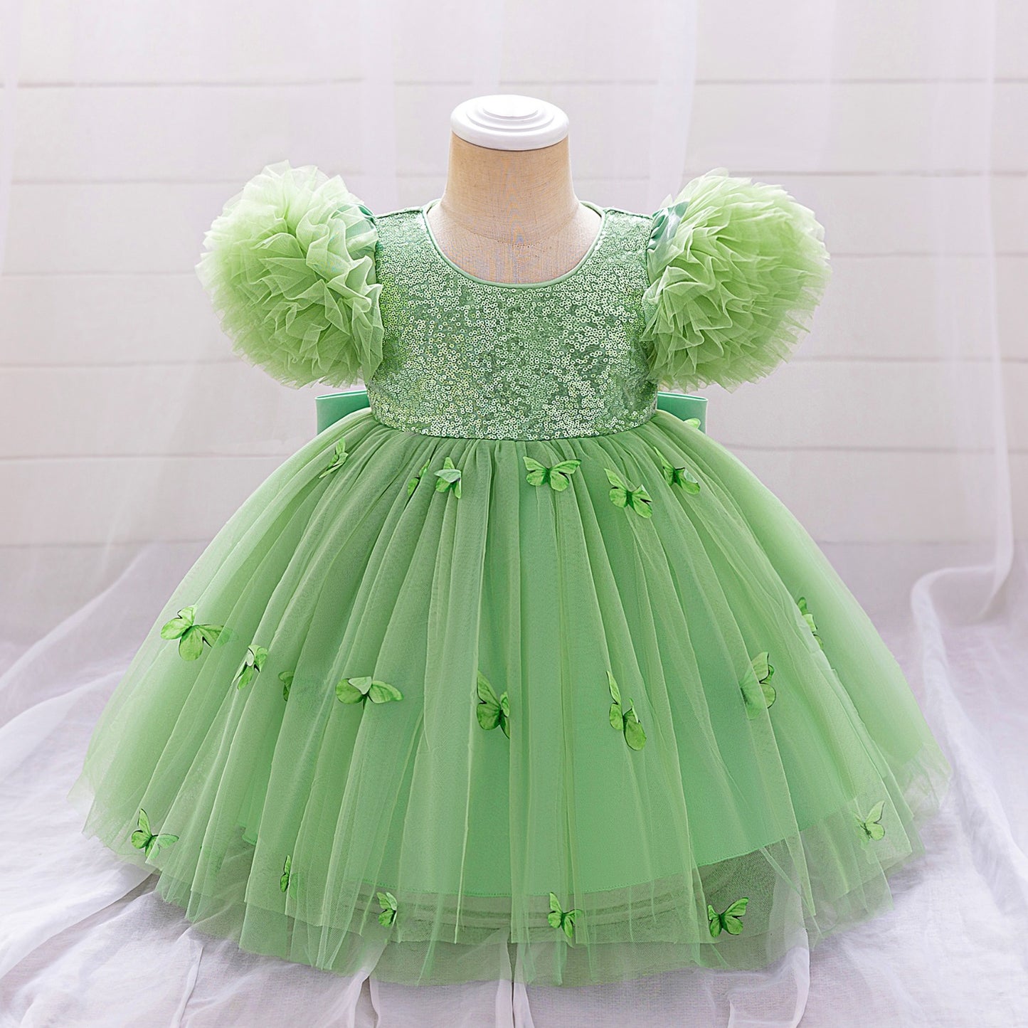 Vestido Verde mariposas manga princesa🦋💚2021