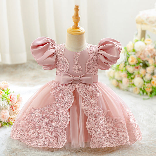 Vestido Rosa Vieja, manga princesa, detalles bordados 2048RV