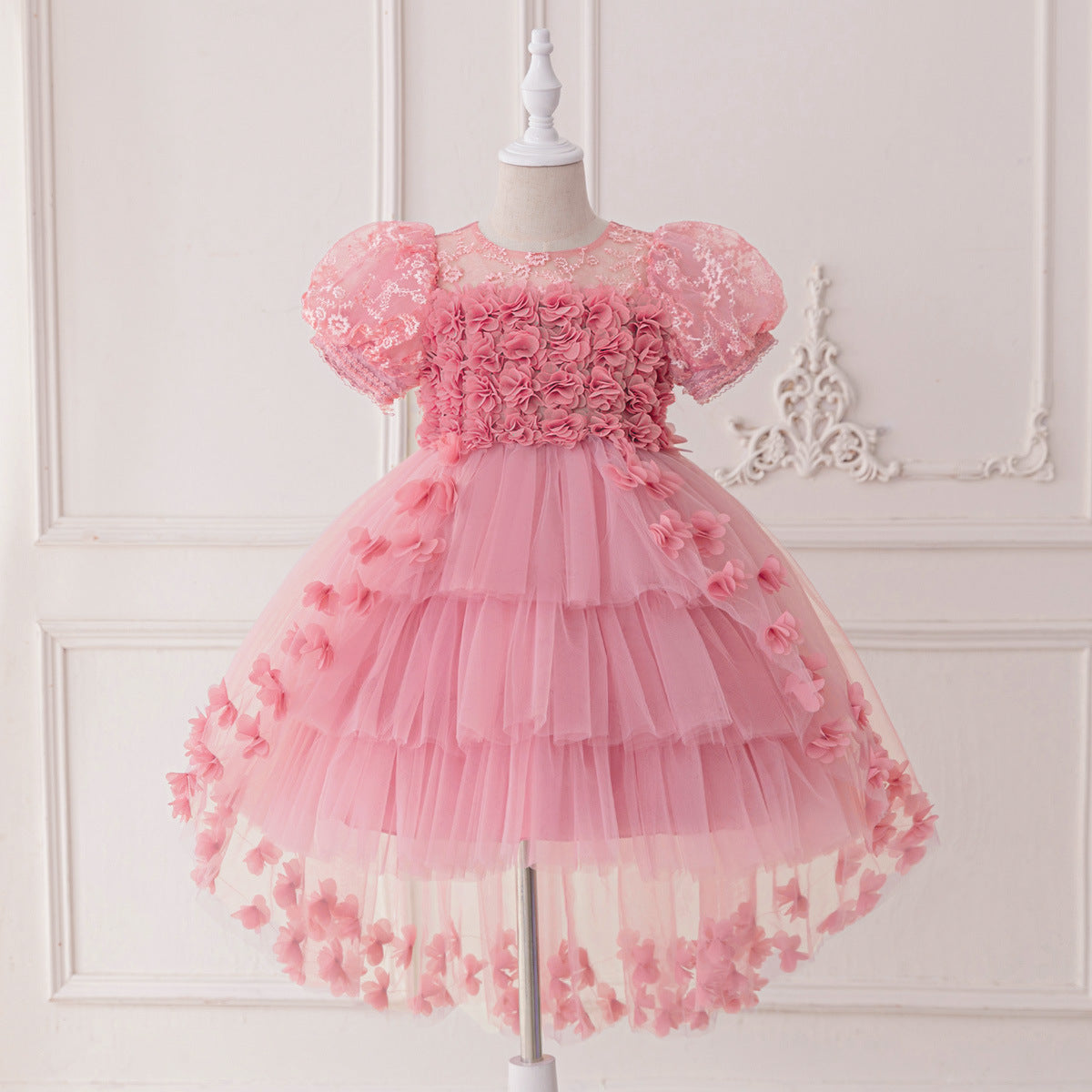 Vestido Rosa Vieja, manga princesa con cola👑2033RV