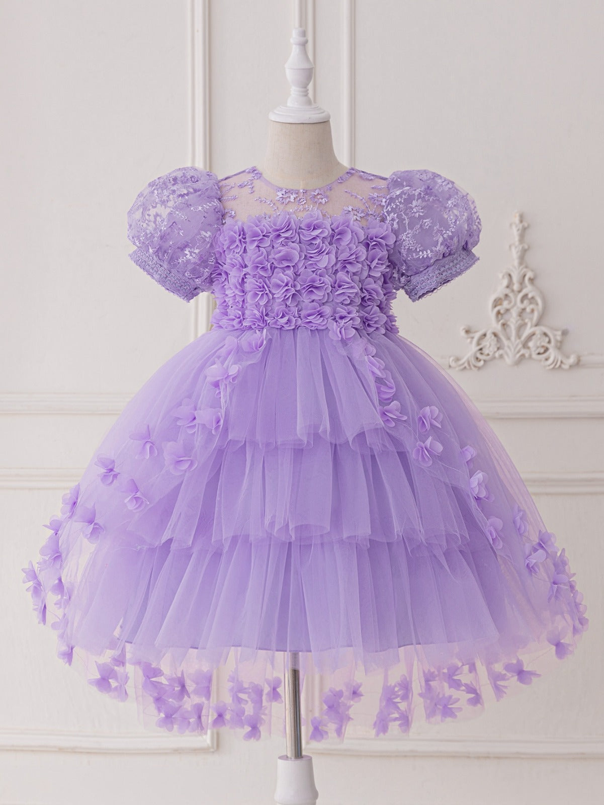 Vestido lila manga princesa con cola💟2033L