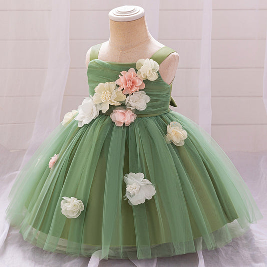Vestido Verde con detalle de flores💚2023