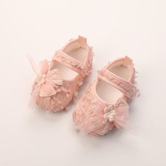 Calzado, zapatito rosa, moño, flores 2116