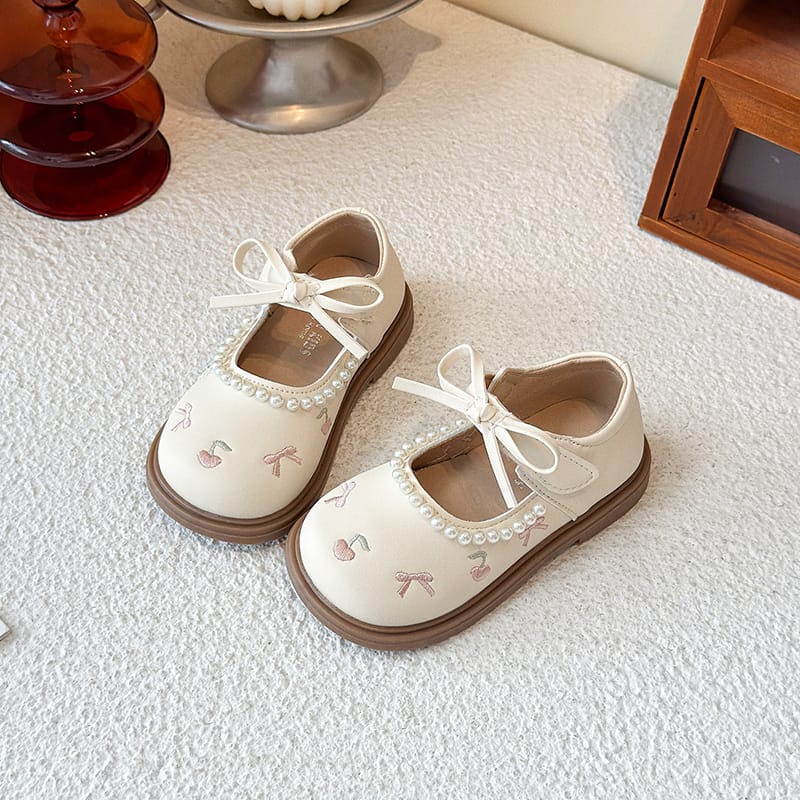 Calzado, zapatos beige con detalle de moños bordados🎀✨26017B