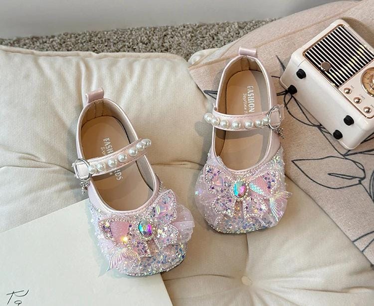 Calzado, zapatos rosa con brillos y perlas, sirena ✨🎀26031RS