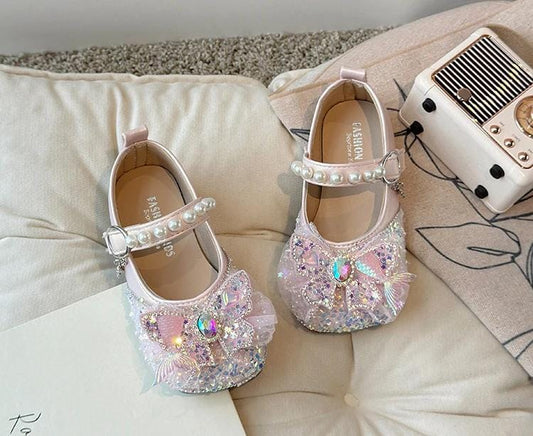 Calzado, zapatos rosa con brillos y perlas, sirena ✨🎀26031RS