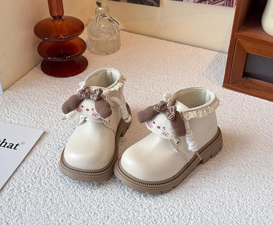 Calzado, Botita, bota Beige con diseño osito desmontable🎀005B