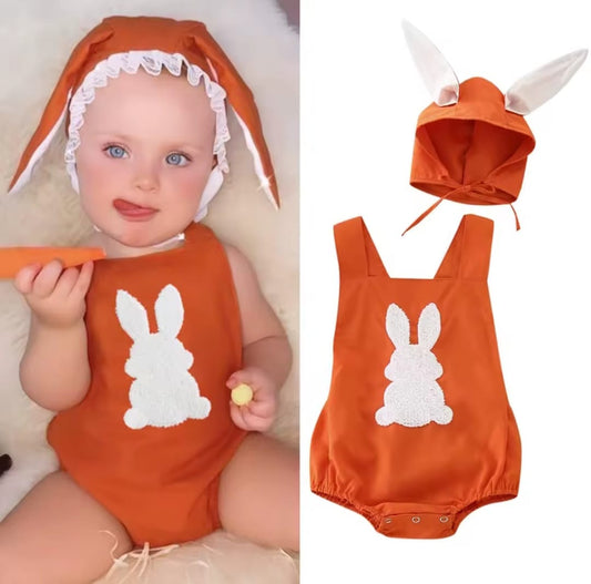 Body más gorro naranja diseño conejo, pascua🐰2625