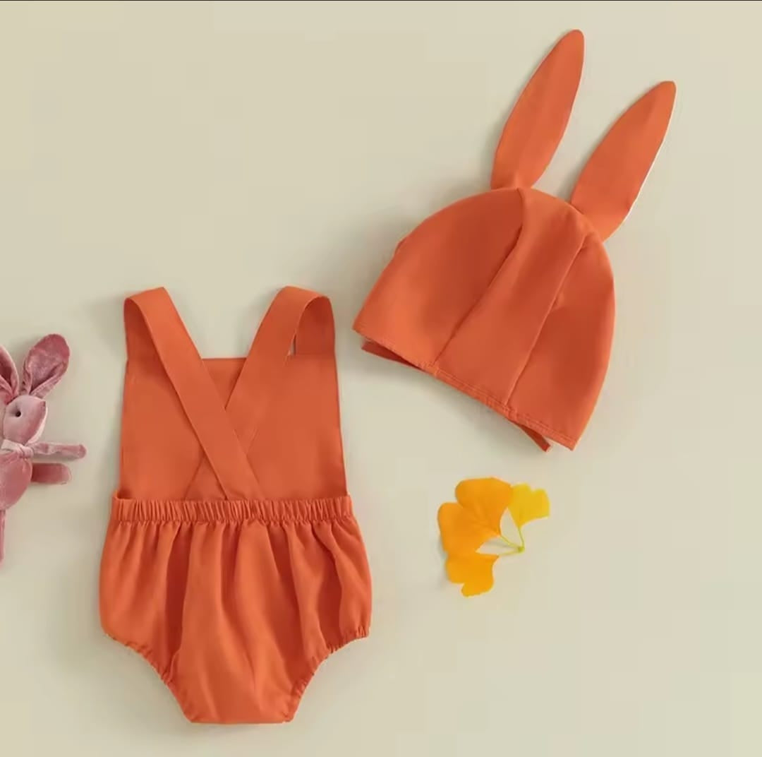 Body más gorro naranja diseño conejo, pascua🐰2625