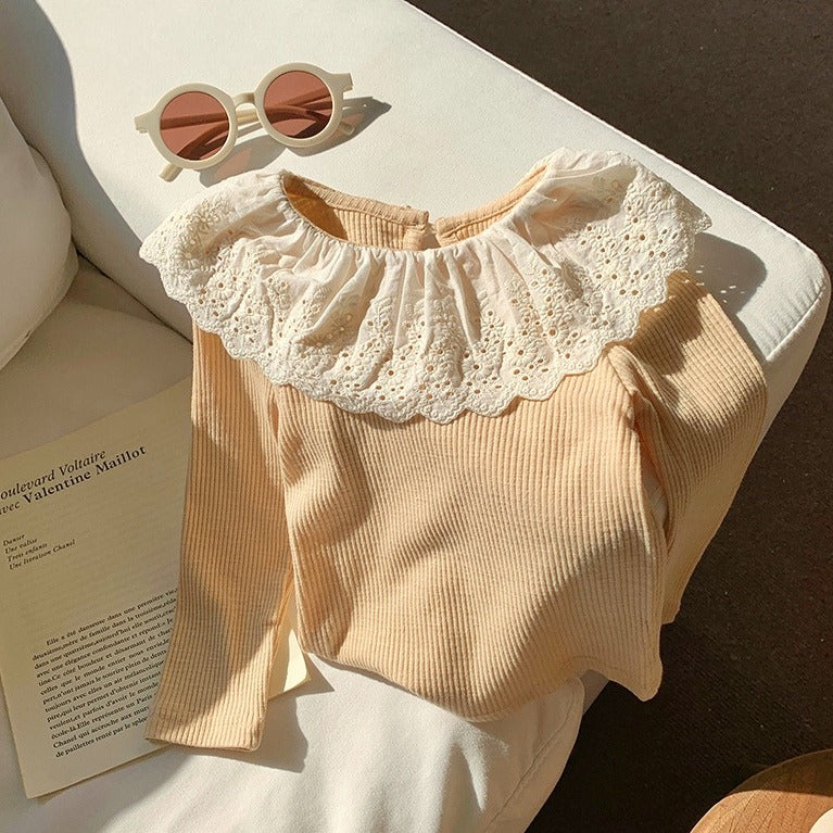 Básica mangas largas Beige con detalle de bordado en el cuello✨ 2572
