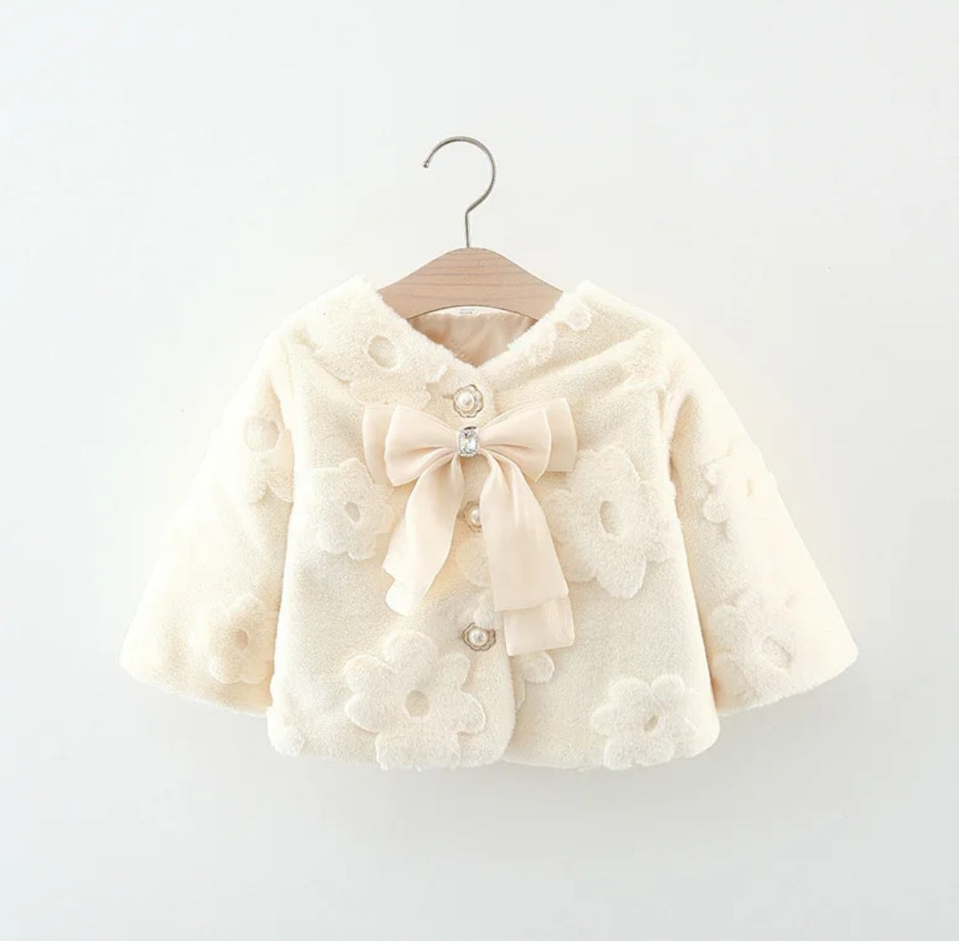 Suéter, Bolerito beige con flores, abrigo, con felpa, inv 2621