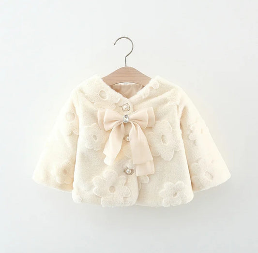 Suéter, Bolerito beige con flores, abrigo, con felpa, inv 2621