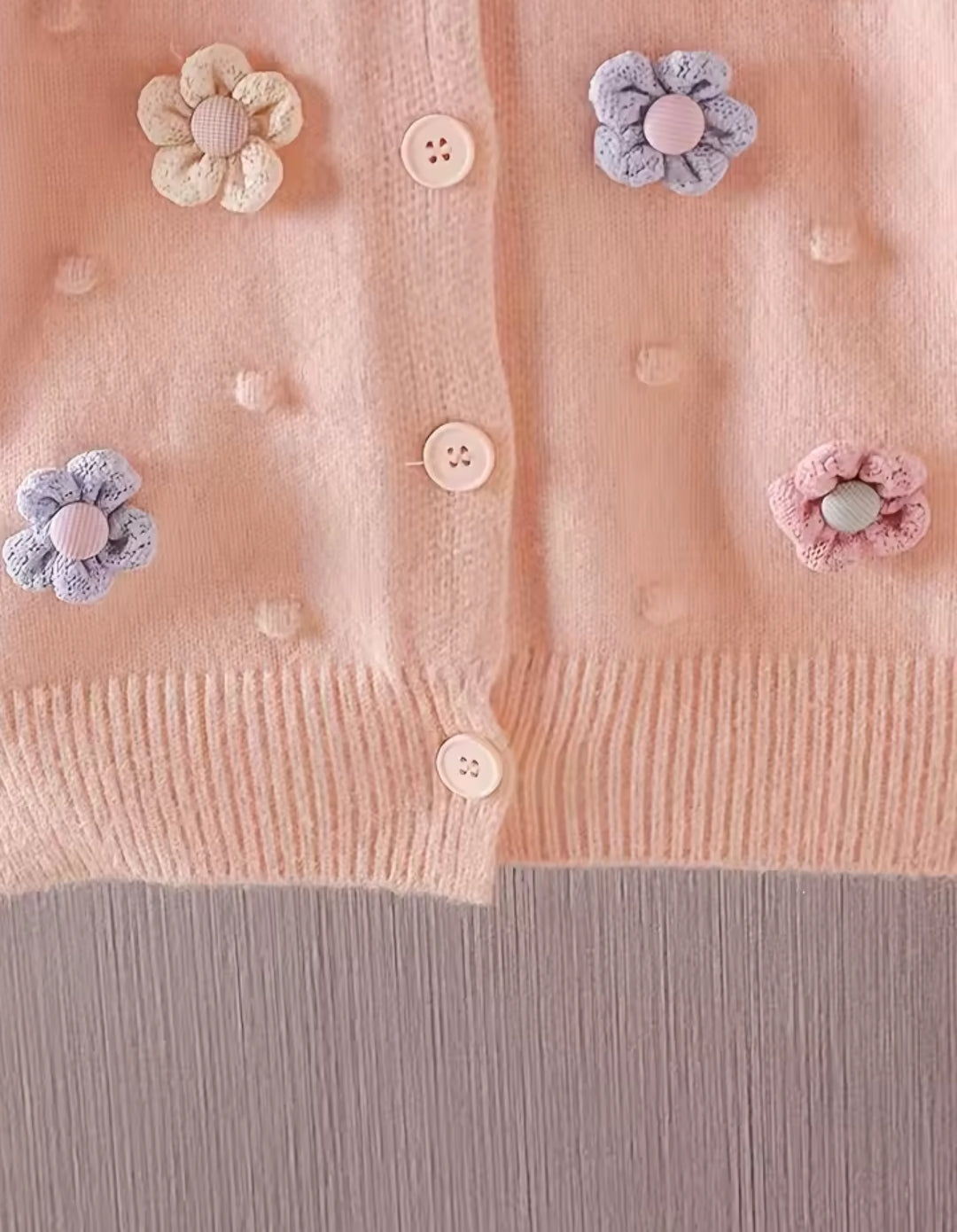 Suéter de hilo, rosa con flores, abrigo, abrigo de hilo, inv 2617