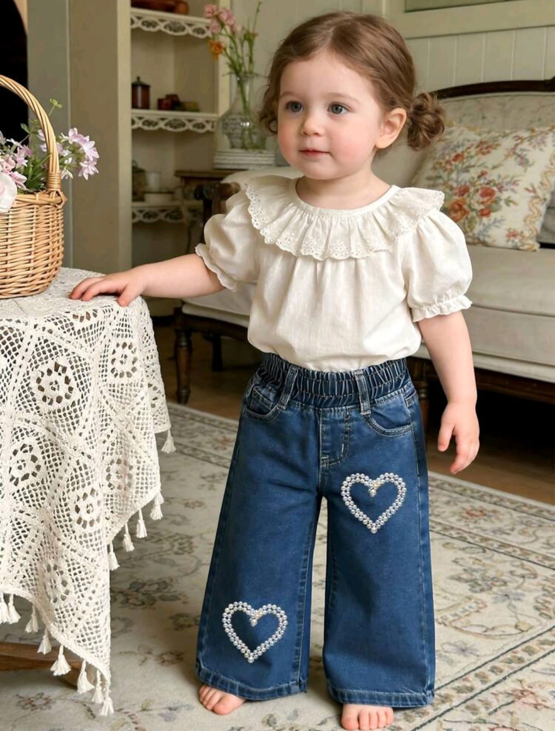 Pantalón jeans diseño corazon🩷 2663