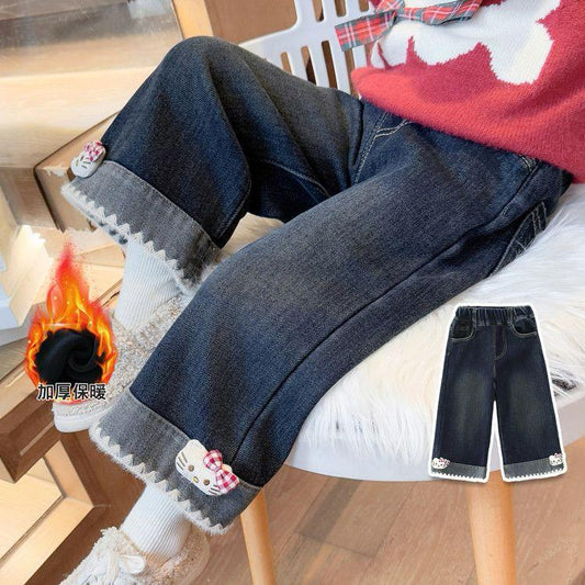 Jeans, pantalón, vaquero negro, hello Kitty😸💖24037