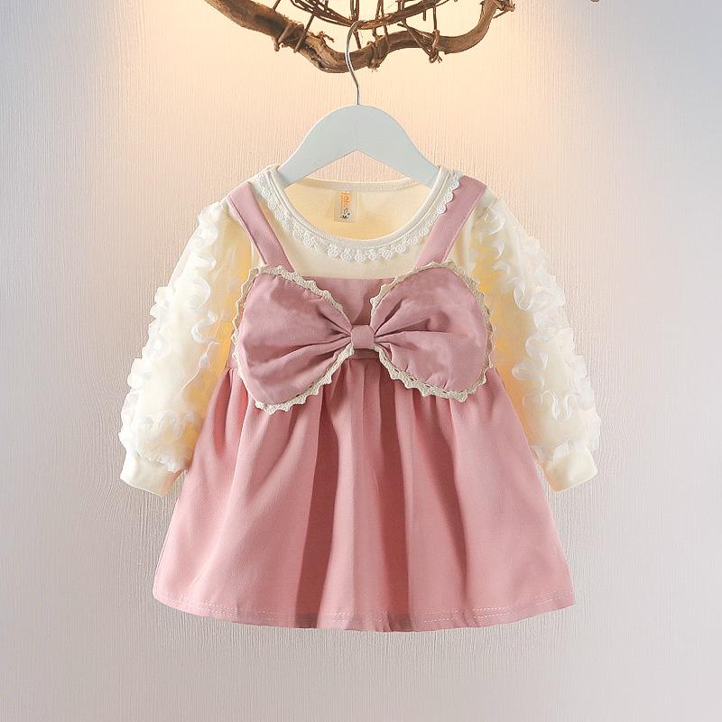 Vestido, Rosa, Mangas largas, Casual, moño🩷💖26021