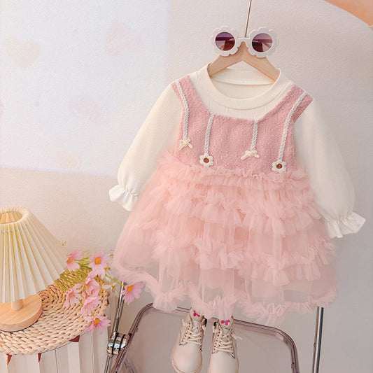 Vestido, Rosa, Mangas largas, Casual, Flores🌸🩷26023