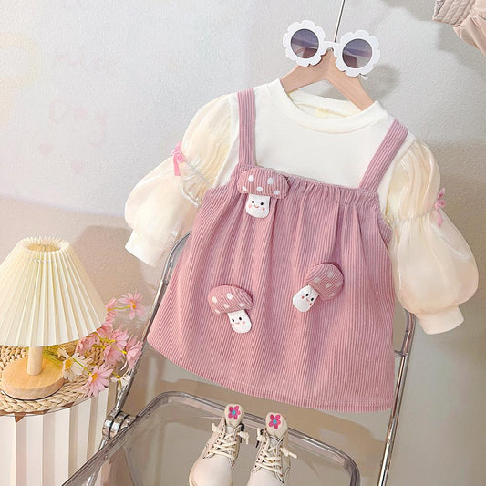 Vestido Rosa vieja, Mangas largas, casual, honguito 🩷🍄26027