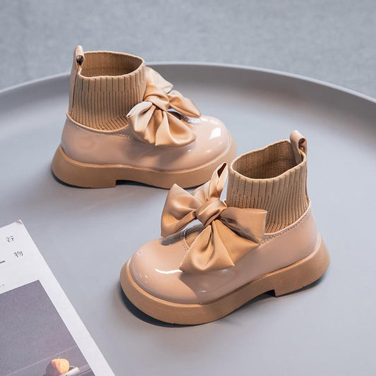 Bota beige con detalle de moño inv 3008