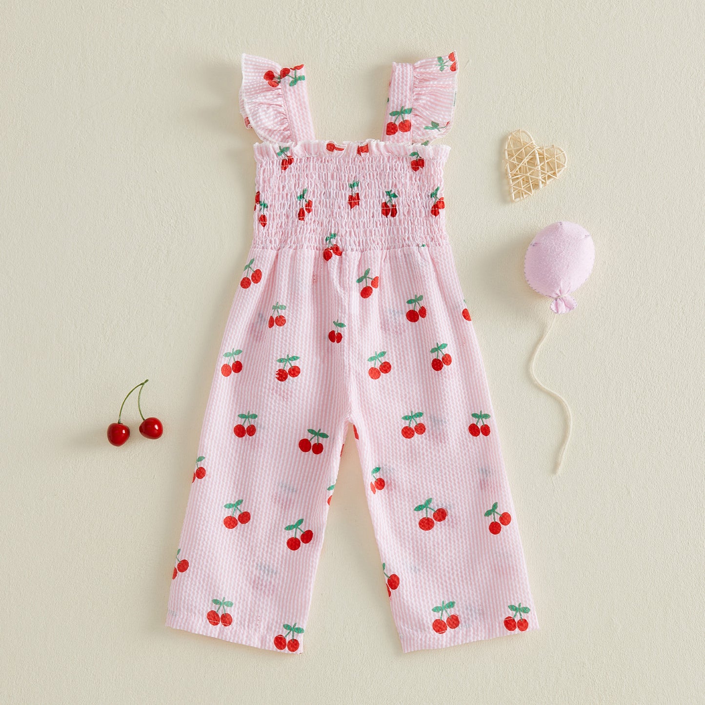 Jardinera rosa con detalle de cerezas 🍒🩷 3102