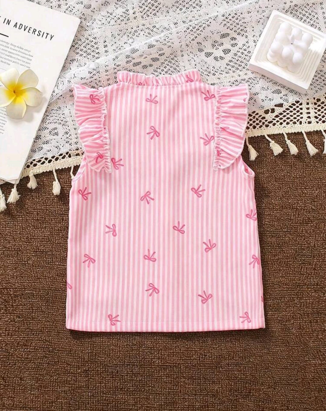 Blusa rosa a rayas con moñitos 🎀✨🩷 3407
