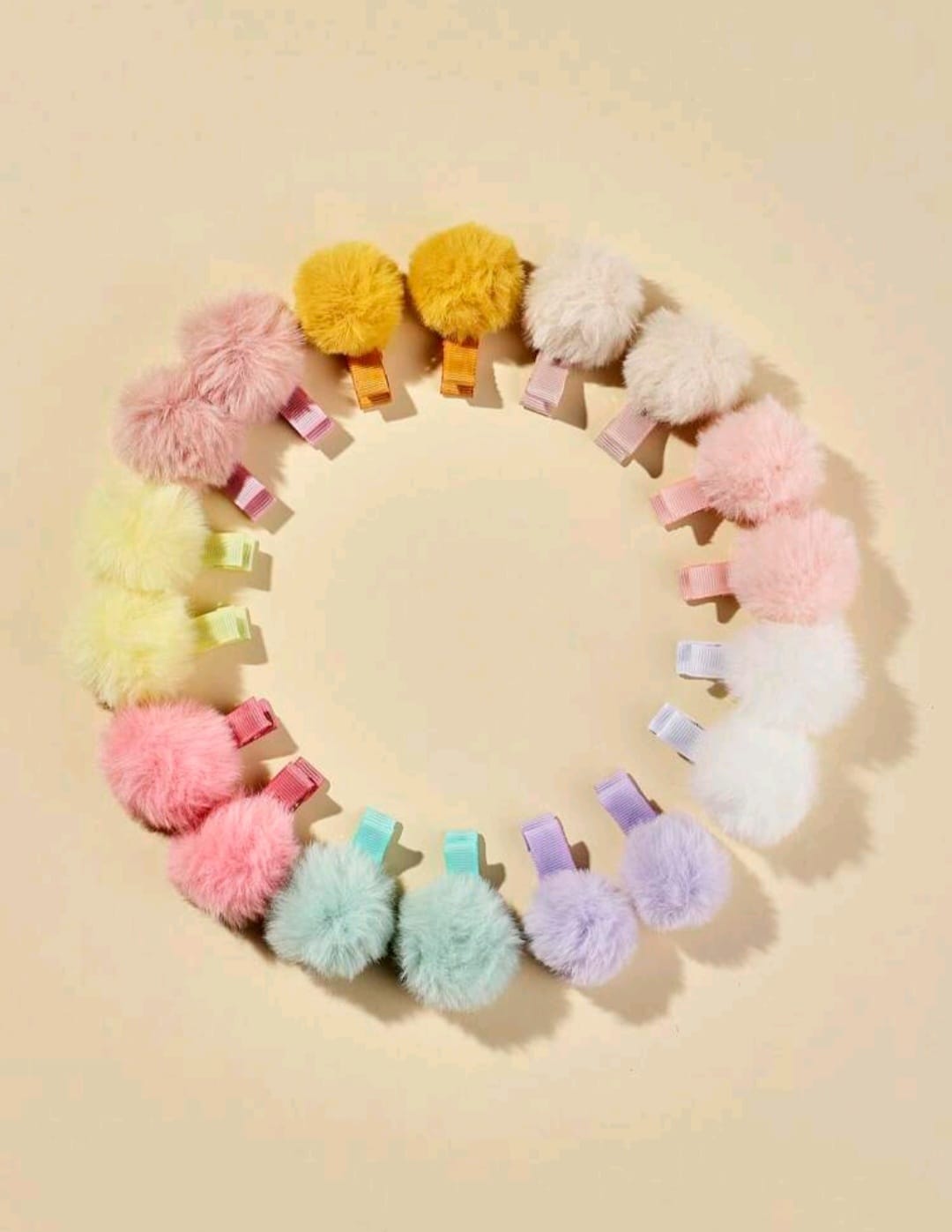 Hebillas, hebillitas, pompón, accesorios, el par 🌈 3421