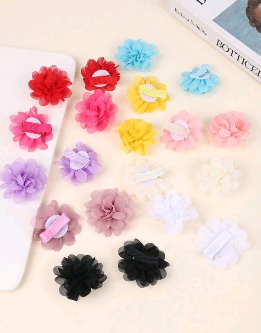 Hebillas de colores el par, hebillitas, accesorios, pompón 🌈🎀 3402