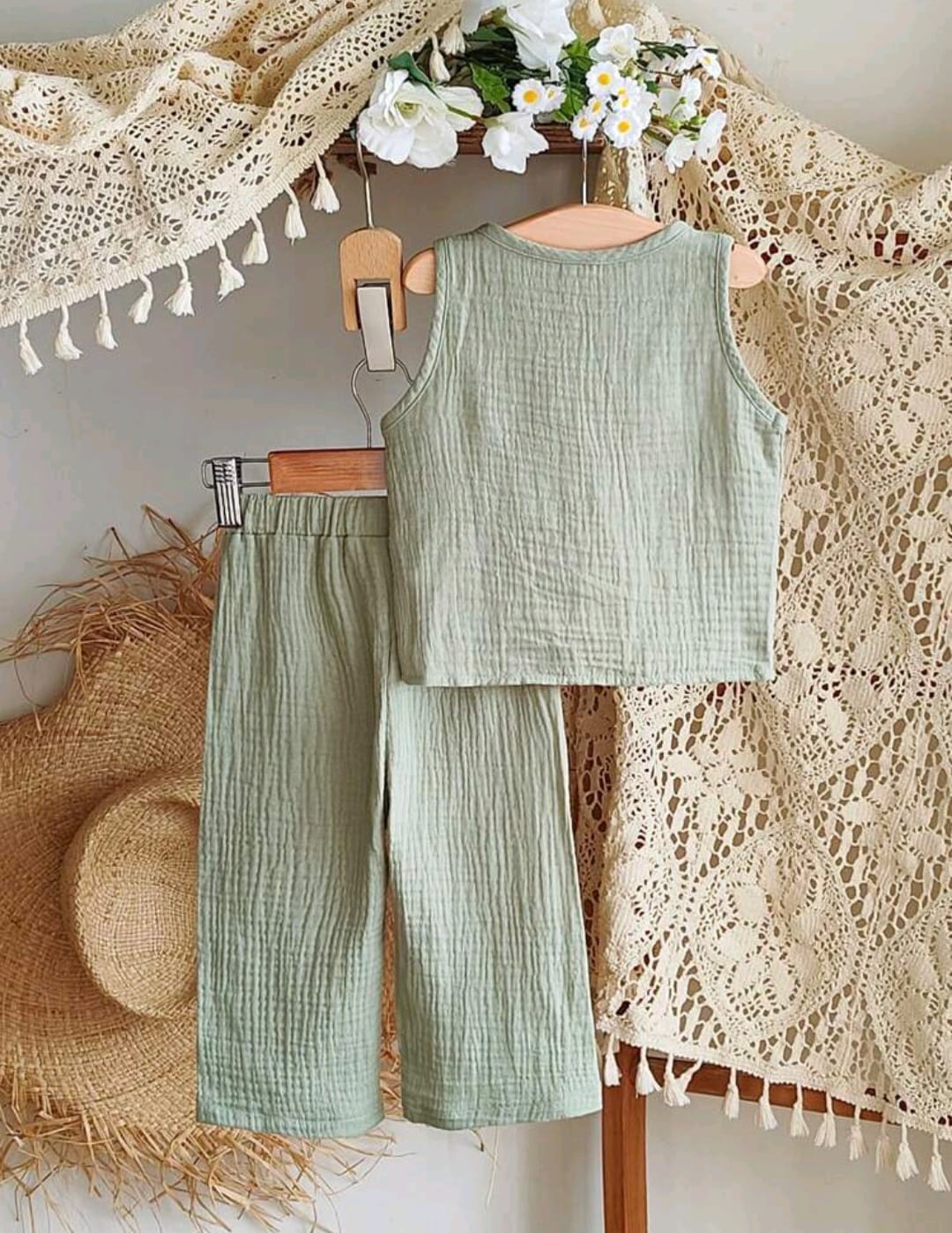 Conjunto blusa más pantalón verde 💚 3427