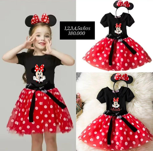 Vestido más vincha minnie rojo❤️1349