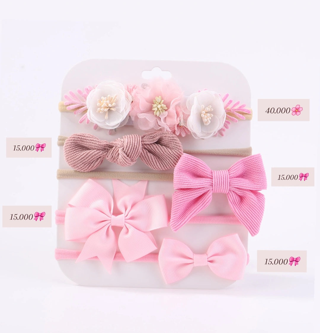 Tocado rosa la unidad, Moñitos, flores, vinchas  🎀🌸🩷1584