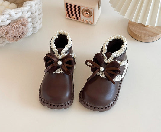 Calzado, Botita marrón con detalle de moños🤎✨003M