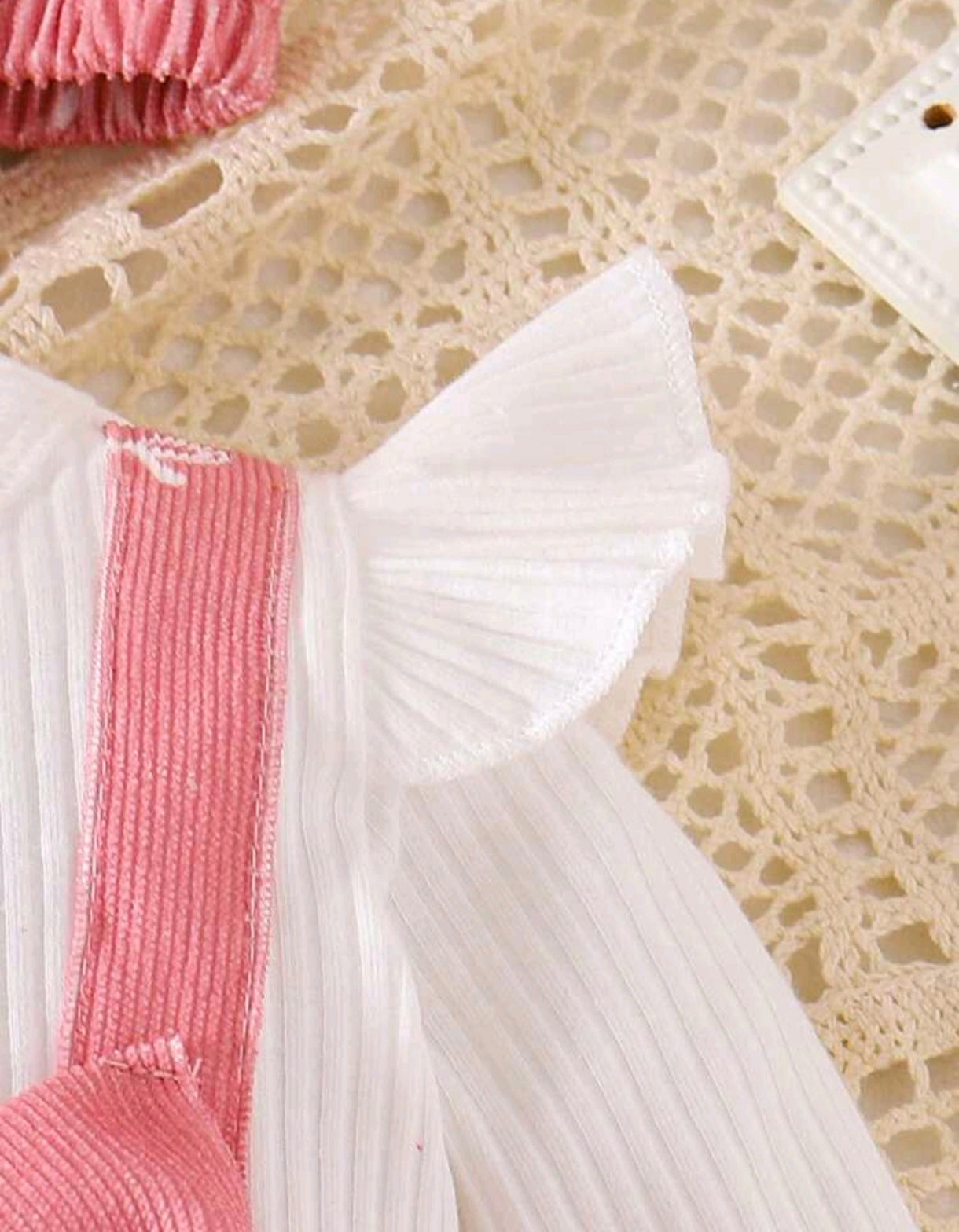 Jardinerita Mangas largas rosa, con detalles de moño, jardinera 🎀🩷 3215