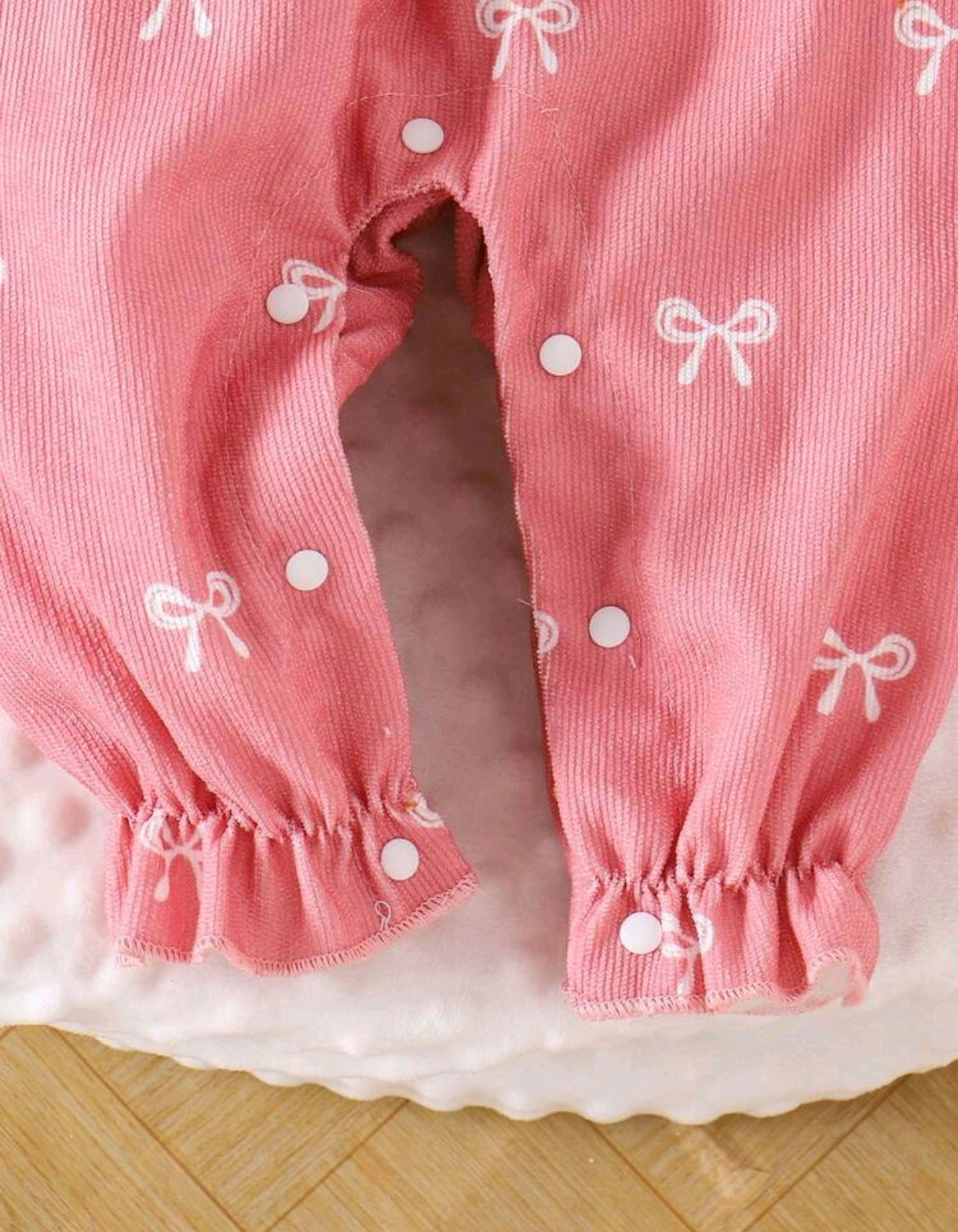 Jardinerita Mangas largas rosa, con detalles de moño, jardinera 🎀🩷 3215