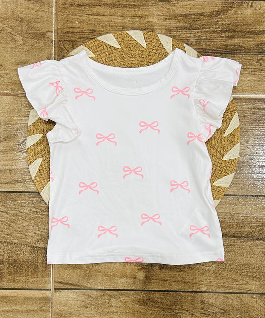Remera, blusa, mangas cortas, moños 💗🤍3394