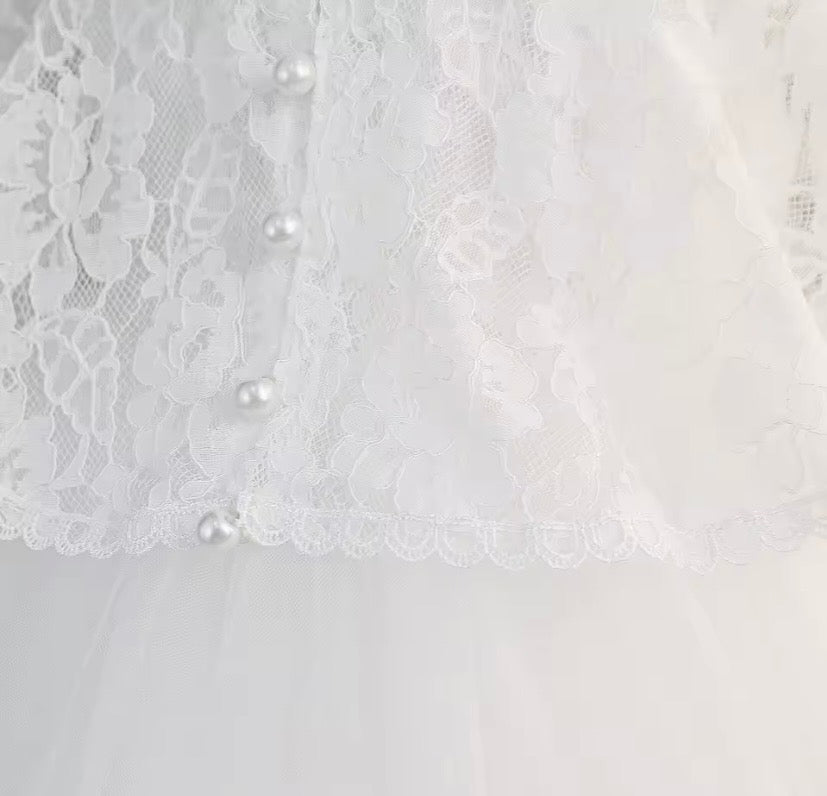 Vestido blanco de tull, con capita, bautismo, cortejo 🤍 3507