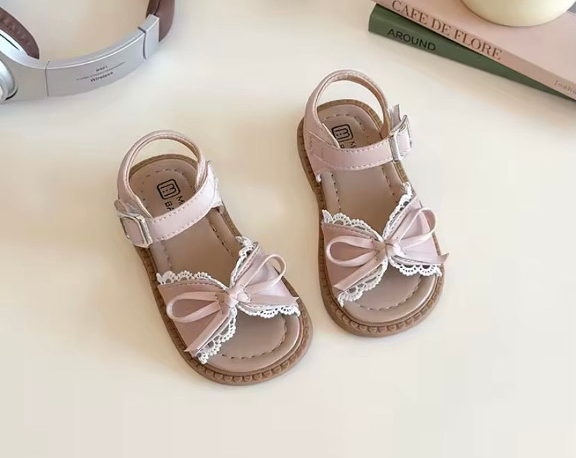 Sandalia rosa vieja, detalles de encaje 🎀✨ 004RS
