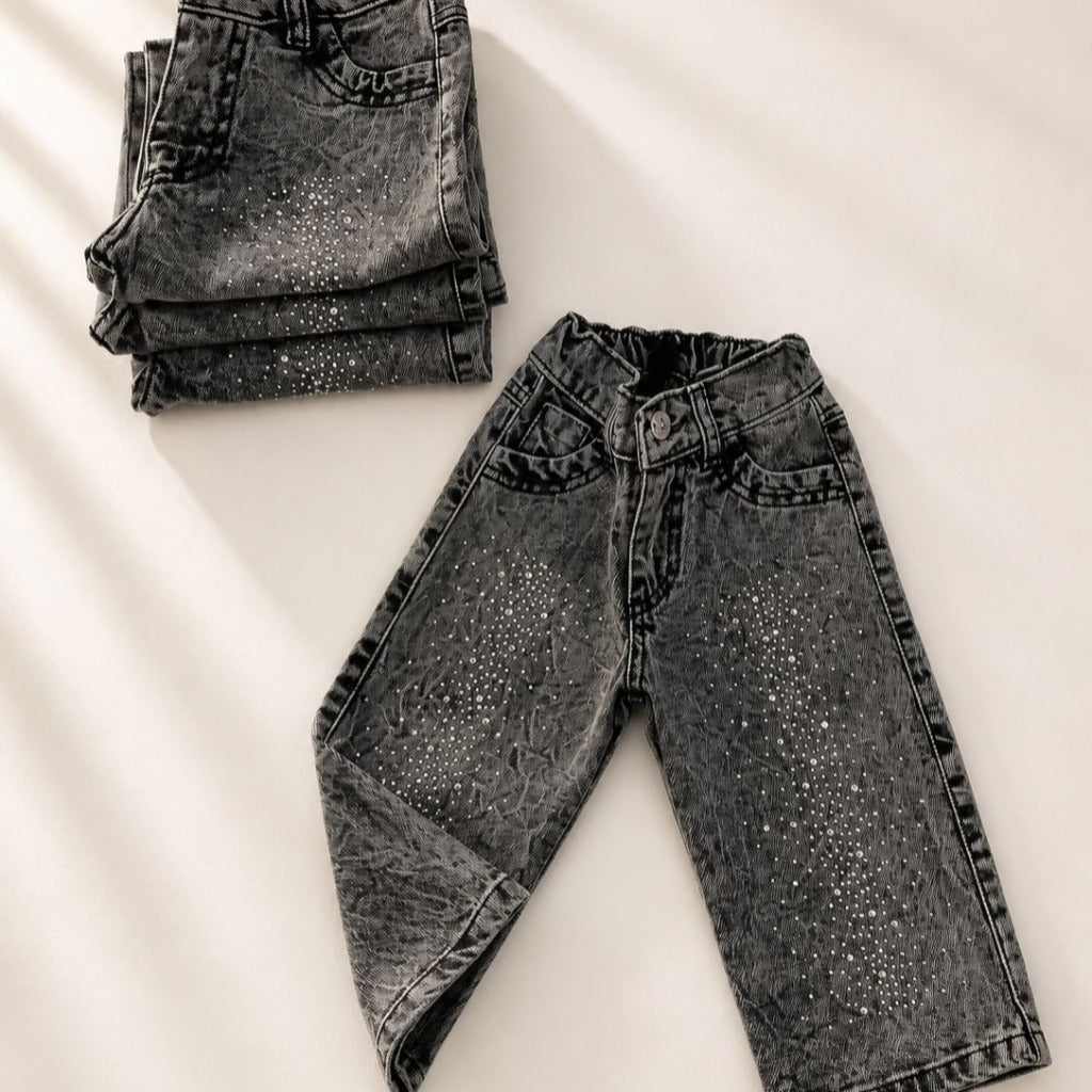 Pantalón de jeans negro con brillos 🖤✨ 3570