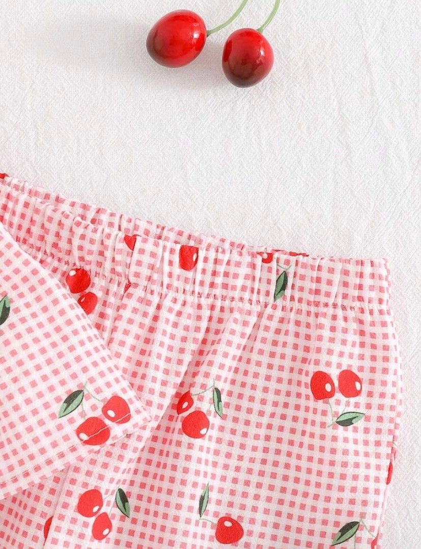 Conjunto blusa más pantalón rosa, cereza 🍒 🩷 3605