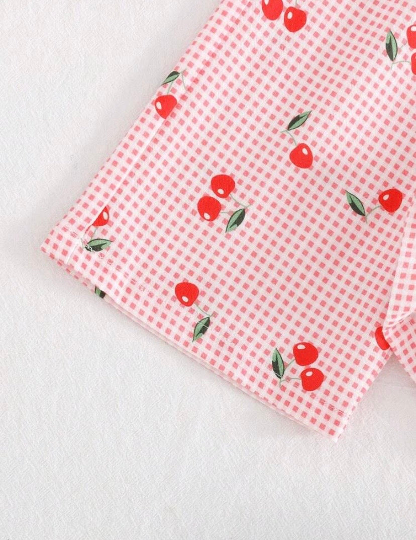 Conjunto blusa más pantalón rosa, cereza 🍒 🩷 3605