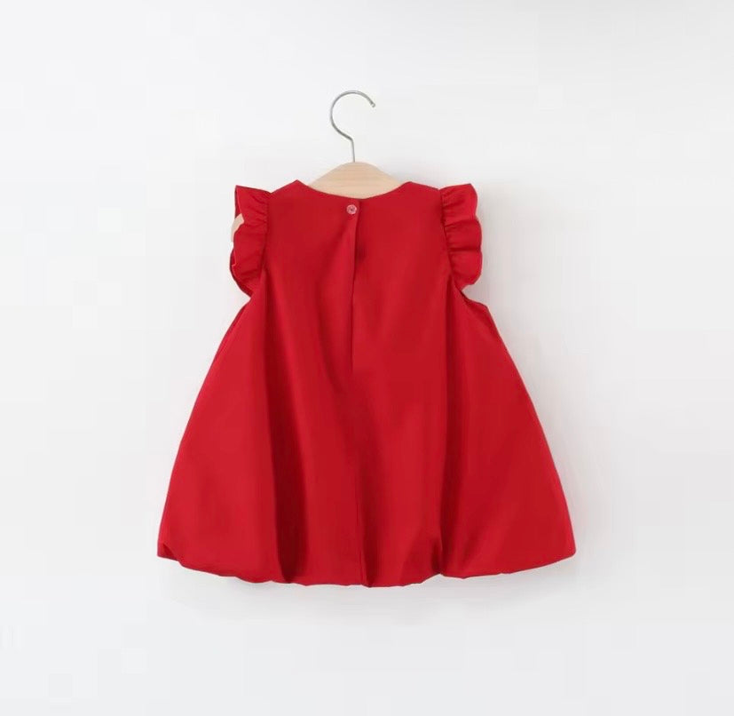 Vestido bordó con detalles de moñitos🎀🍒1135