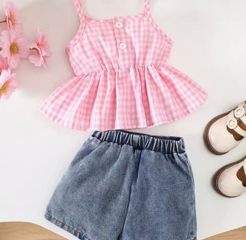 Conjunto blusa más short pollera de jeans 🩷🎀 3614