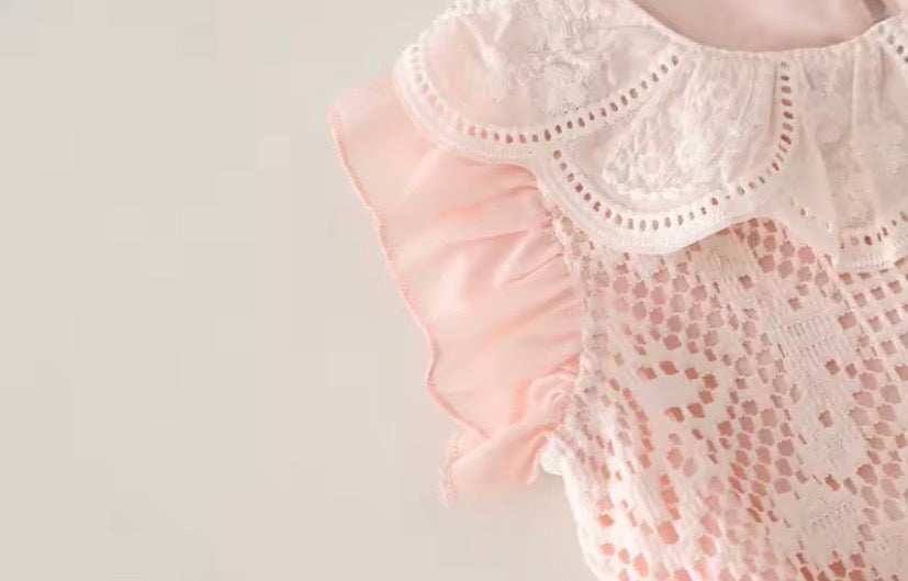 Conjunto blusa más short rosa bordado 🩷🌸 3620
