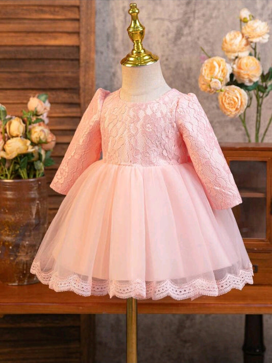Vestido Rosa, mangas largas