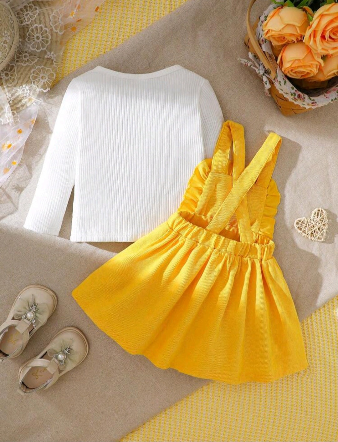 Conjunto jardinera más básica mangas largas, abejita🐝💛1012