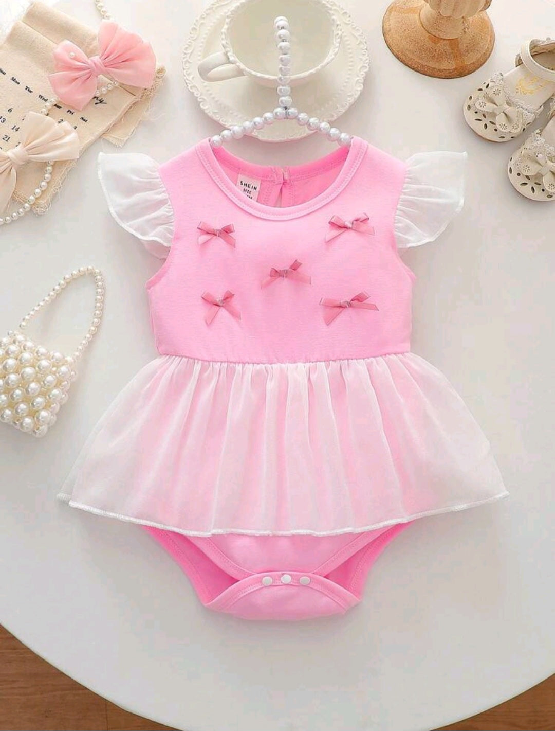 Vestibody Rosa, tul, moñitos