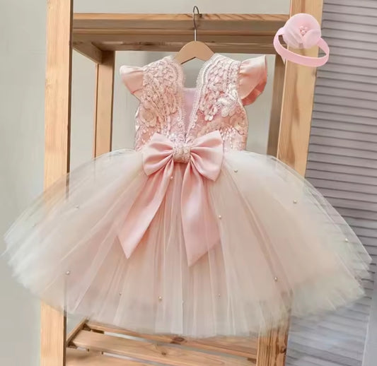 Vestido Rosa con detalles bordados