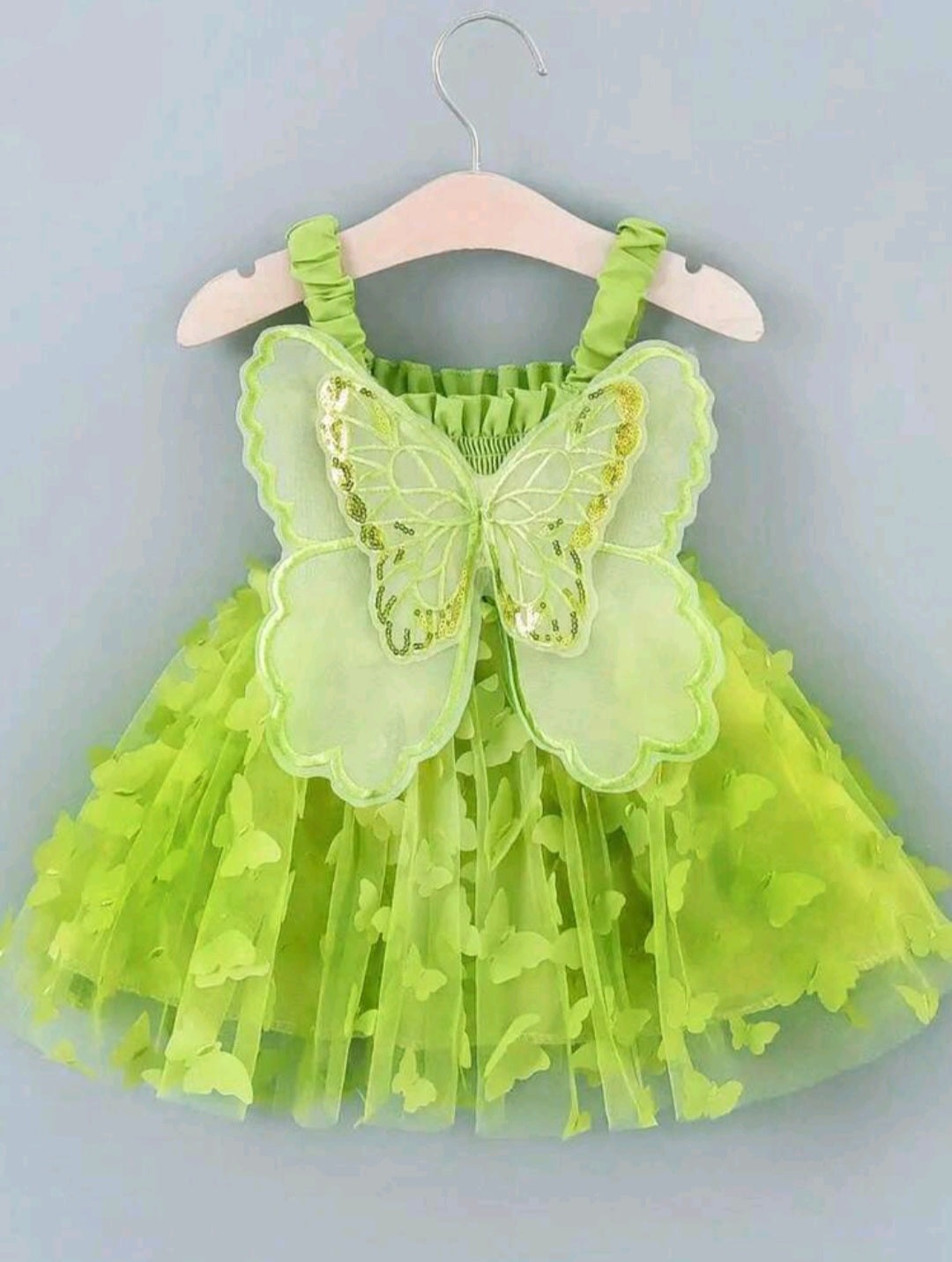Vestido Verde, mariposas, tinkerbell💚1738