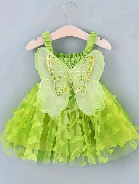 Vestido Verde, mariposas, tinkerbell